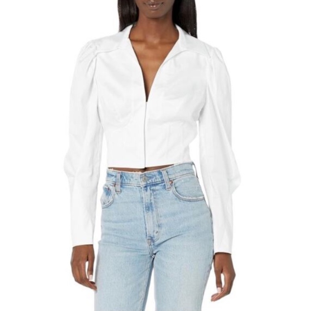 Long Sleeve Mikela Corset Top in White